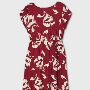 Maternity Dress Sz S Floral Print Knit Wrap Red